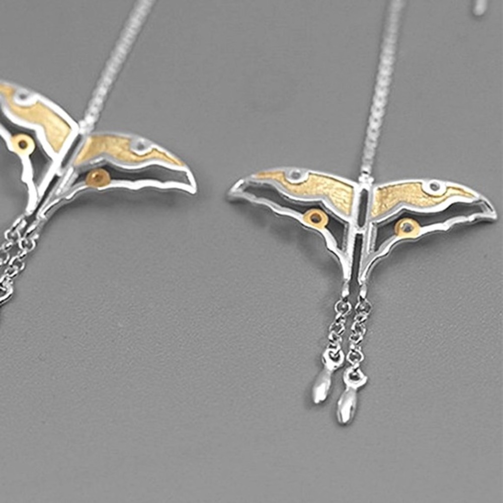 NEW 925 Silver 18k Gold Butterfly Threader Earrings
